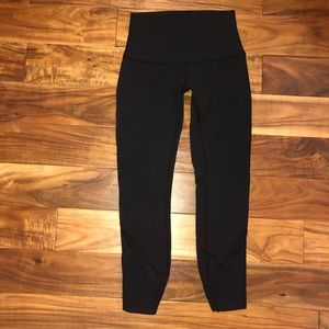 Black, lululemon cropped leggings with mesh detail